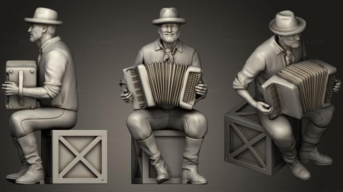 Figurines of people (street musician, STKH_0191) 3D models for cnc